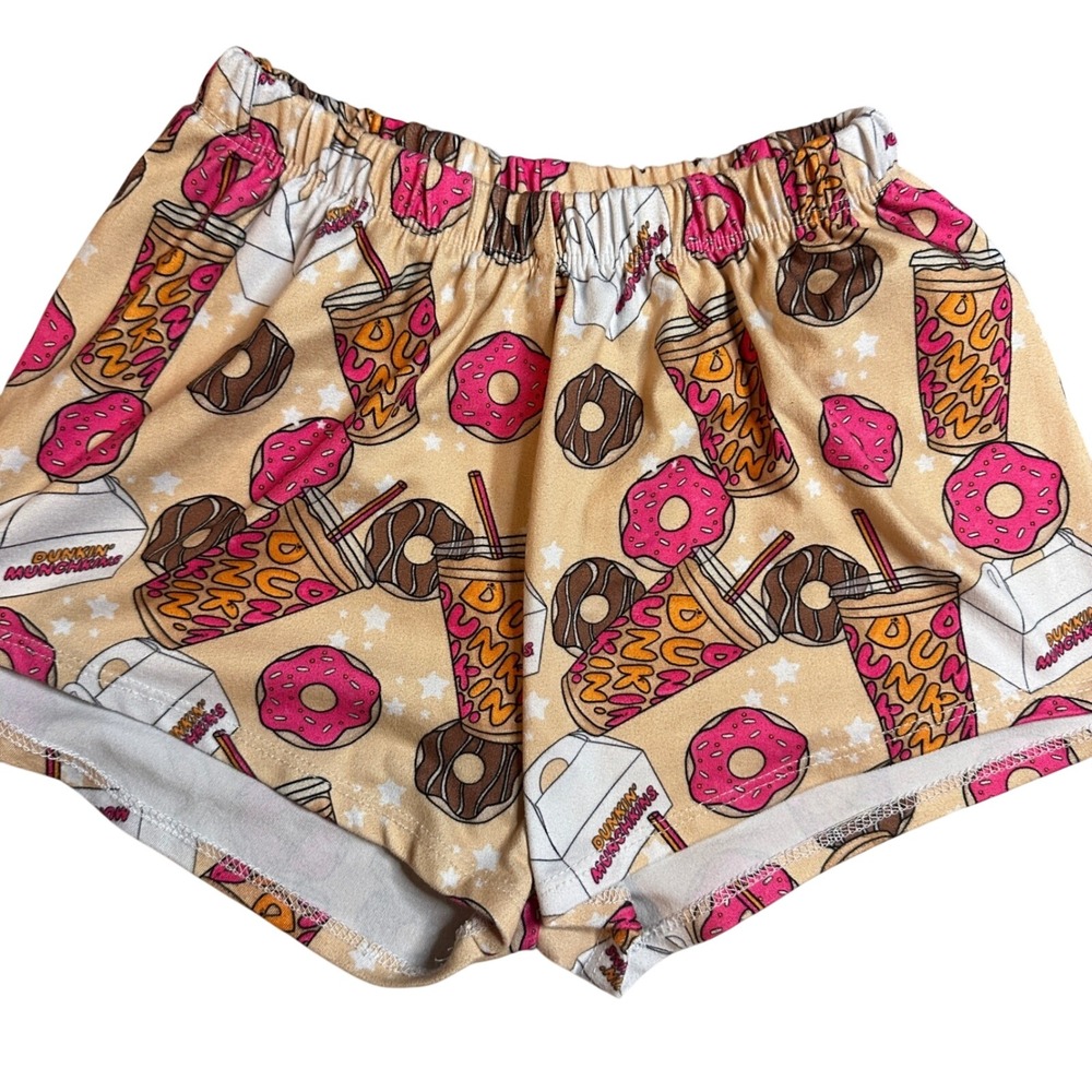 Handmade Shorts Dunkin' Donuts Coffee & Donut Print Pink Orange Girls‎ 6